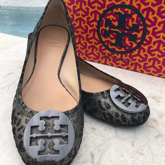 Tory Burch Shoes - Tory Burch Reva Ballet Flats in Anthracite Cheetah